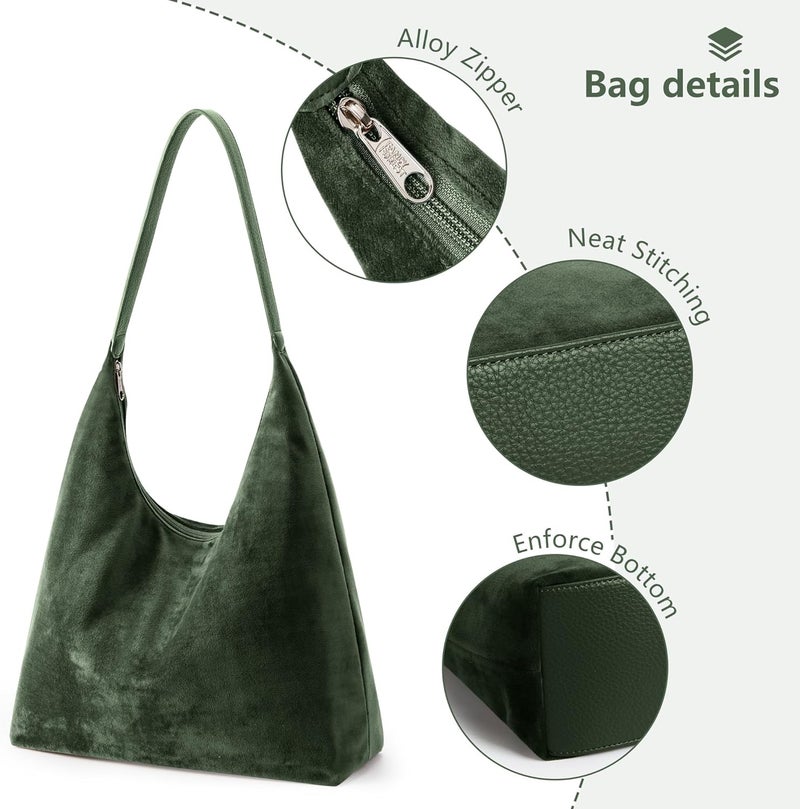 KALIDI Casual Tote Bag Vegan Leather Hobo Zipper Work Bag Weekender Shoulder for Women Shoulder Travel Purse - Image 4